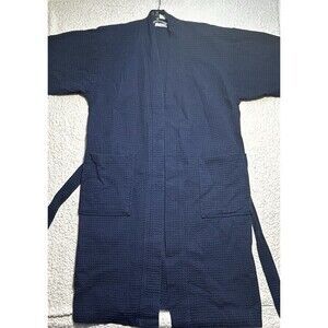 Maus & Hoffman Italy 100% Cotton Waffle Weave Mens Navy Blue Bathrobe Robe M